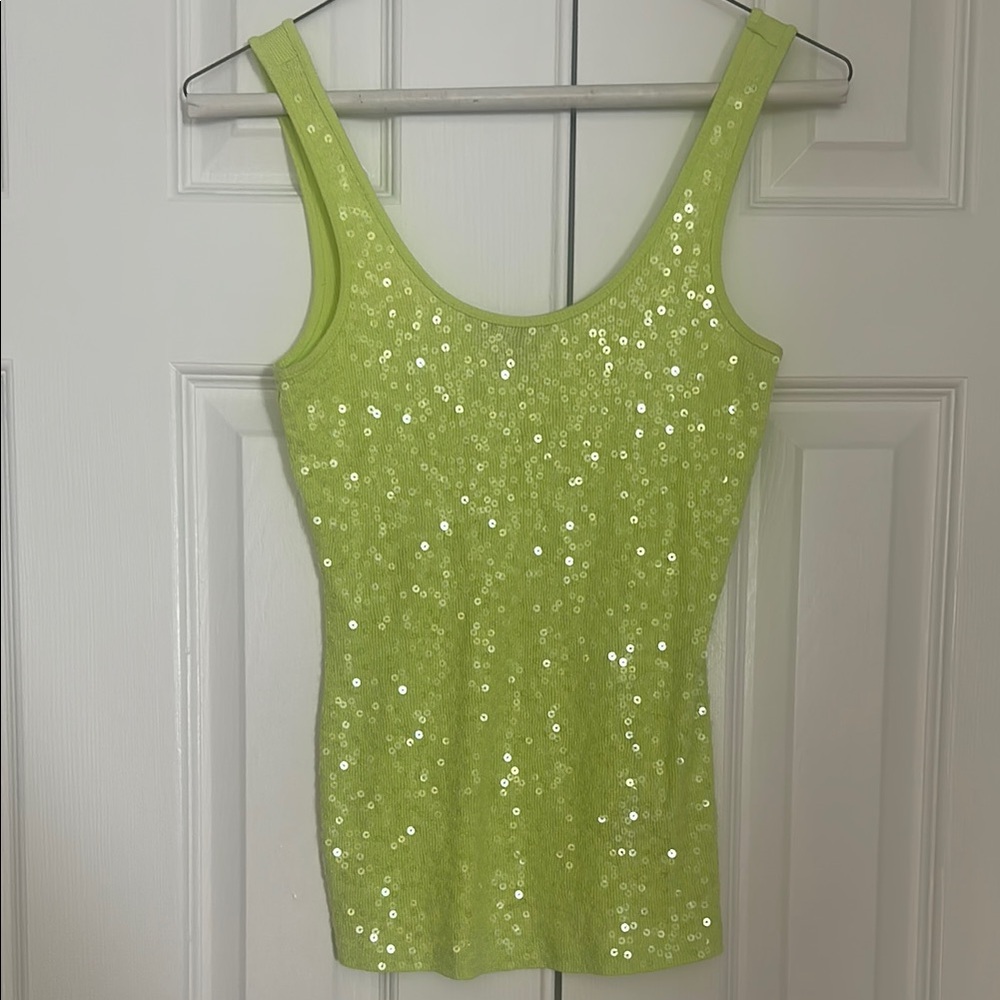 Sequin Lime Green Tank Top